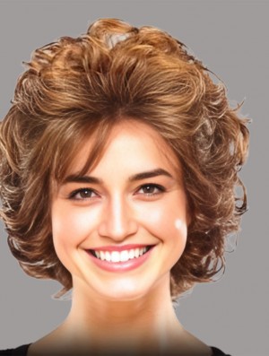 Synthetic Classic Wig - Layered Chin Length Curly Auburn Style | Heat Friendly Fiber