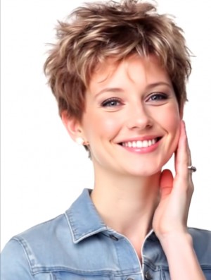 Short Curly Boycut Synthetic Wig – 4 Inch Capless Lightweight Style