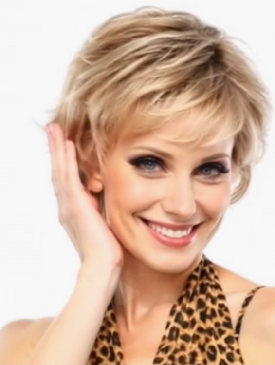 Blonde Short Boycuts Wavy Synthetic Wig with Lace Front – Full Head UK Style