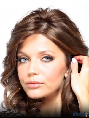 Classic Shoulder Length Curly Brown Layered Synthetic Wigs – Capless & Lightweight Style