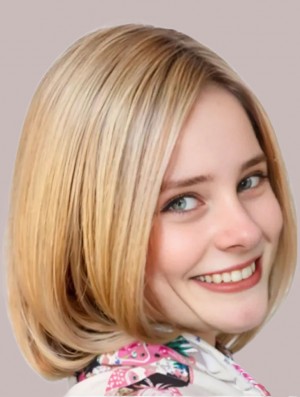 Straight Bob Blonde 11" Synthetic Wigs for Cancer Patients – Lace Front