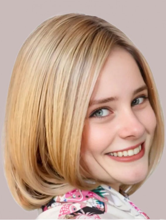 Straight Bob Blonde 11" Synthetic Wigs for Cancer Patients – Lace Front