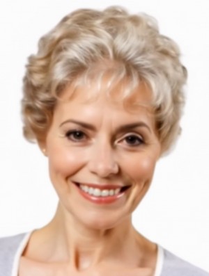 Short Grey Curly 8 Inch Wig – Classic Capless Synthetic Hair for Women