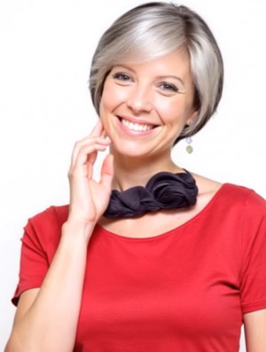 Lace Front Grey Bob Wig – Straight 7 Inch Monofilament Synthetic Style