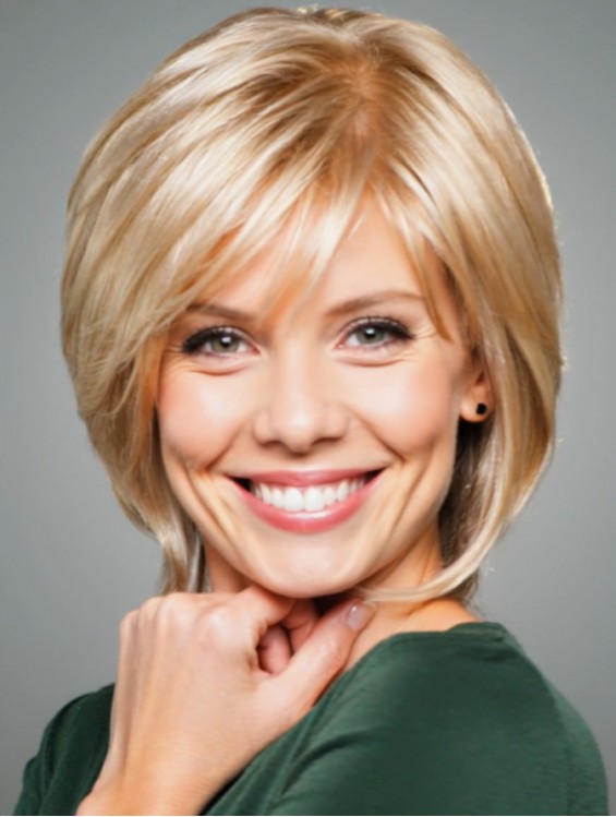 Blonde Synthetic Bob Wig With Fringe – Chin Length Straight Capless Style