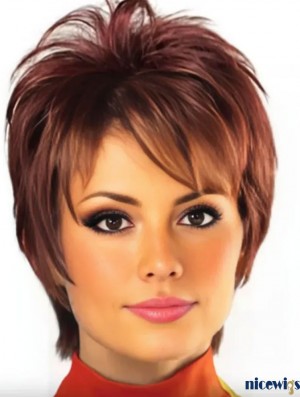 Red Straight Capless Boycut Wig UK Style for Women