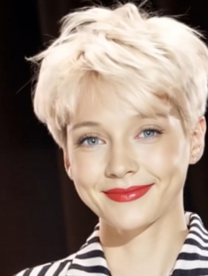 Platinum Blonde 8 Inch Boycuts Human Hair Wig – Monofilament Lace Front Short Straight Style